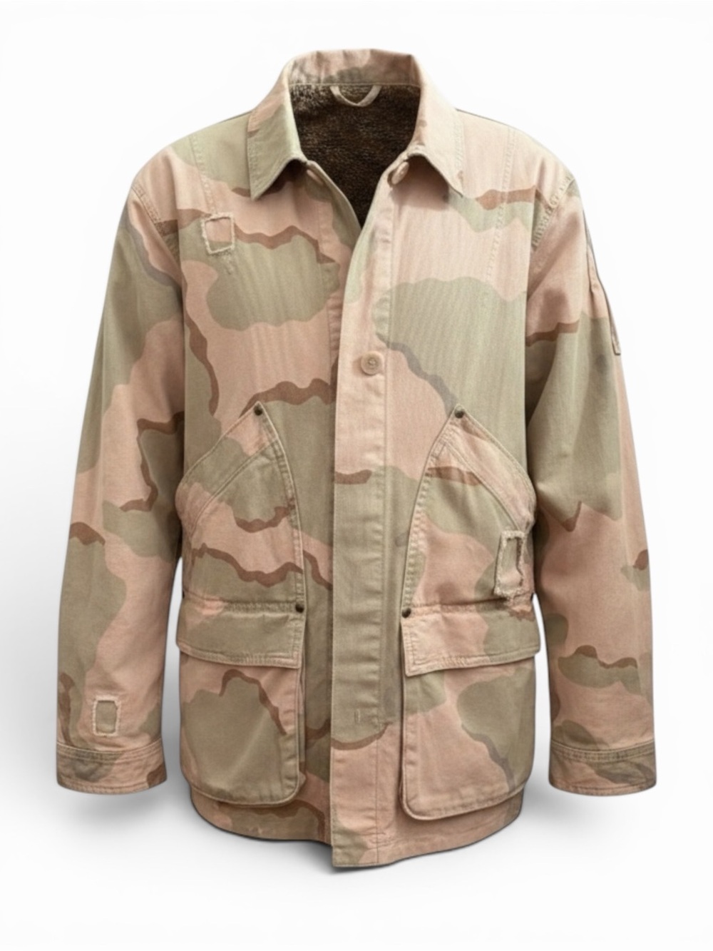 Anthropologie Lida Pink Camo Utility Field Jacket XL Military Cargo